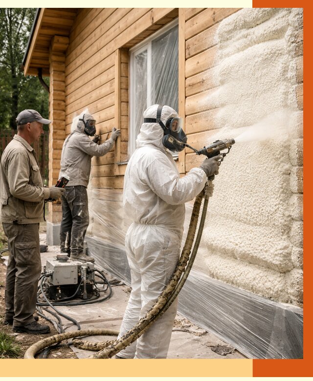 Утепление дома из бруса ППУ в Юрге от 4118 руб/м2 под ключ | ТепломастерЮрг