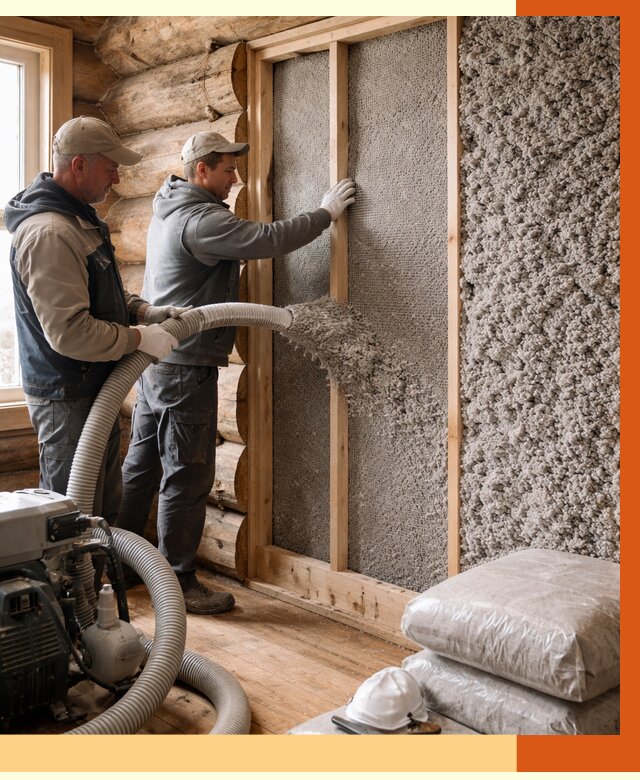 Утепление бревенчатого дома эковатой в Юрге от 2941 руб. | ТепломастерЮрг