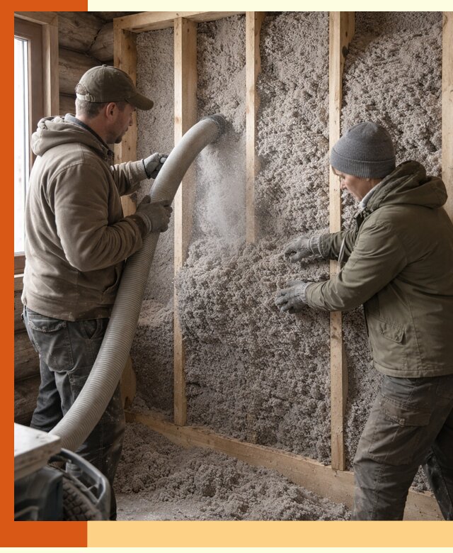 Утепление бревенчатого дома эковатой в Юрге