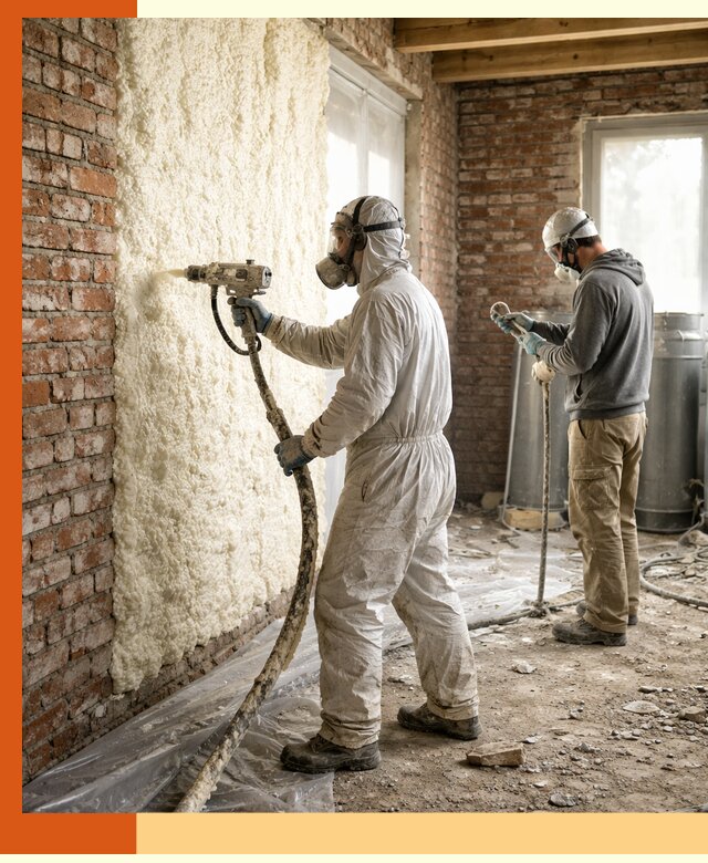 Утепление кирпичного дома пенополиуретаном в Юрге