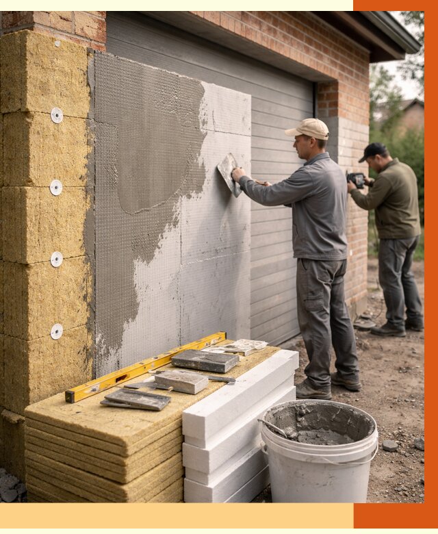 Утепление гаража снаружи в Юрге от 4492 руб. за м2 — наружное утепление под ключ | ТепломастерЮрг