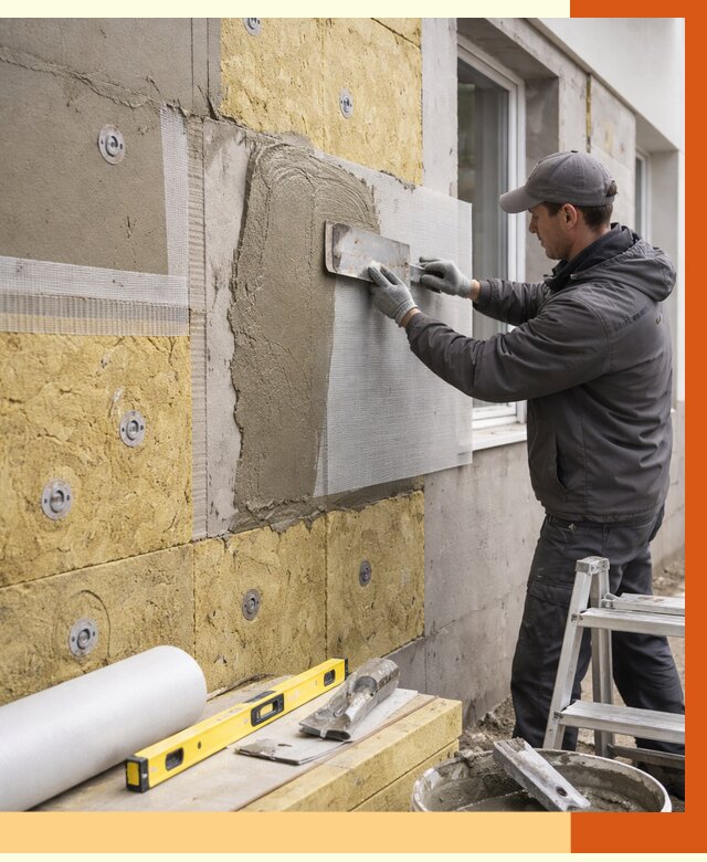 Утепление фасада под штукатурку в Юрге от 4492 руб/м2 — монтаж пенопластом и минватой | ТепломастерЮрг