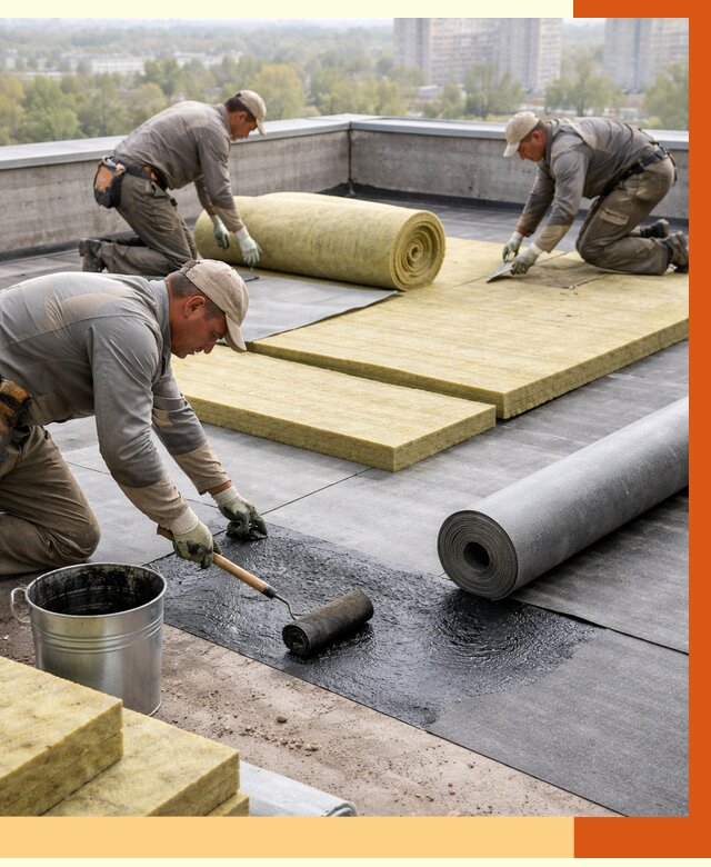 Утепление плоской крыши в Юрге от 7701 руб./м2 под ключ | ТепломастерЮрг