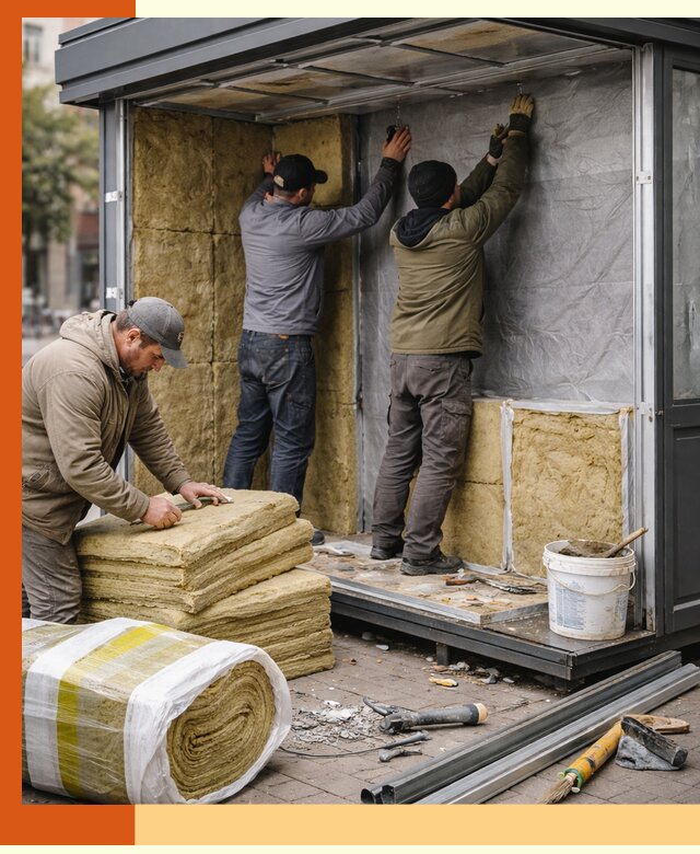 Утепление павильона шаурмы под ключ в Юрге