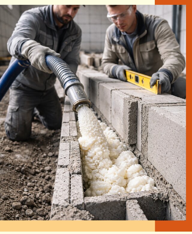 Заполнение колодцевой кладки ППУ в Юрге от 4492 руб. за м2 | ТепломастерЮрг