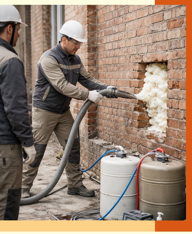 Заливка ППУ в пустоты кирпичной стены в Юрге от 2941 руб. | ТепломастерЮрг