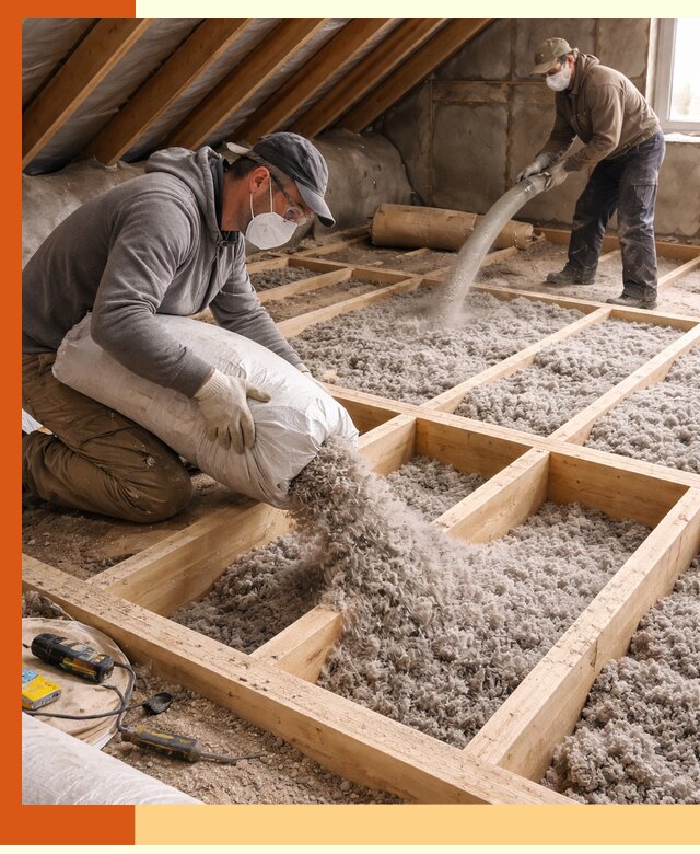 Заполнение полостей чердачного перекрытия в Юрге качественно и надёжно