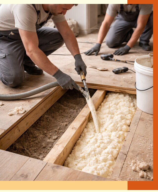 Заполнение пустот пола в Юрге от 2888 руб. — утепление пустот пола под ключ | ТепломастерЮрг