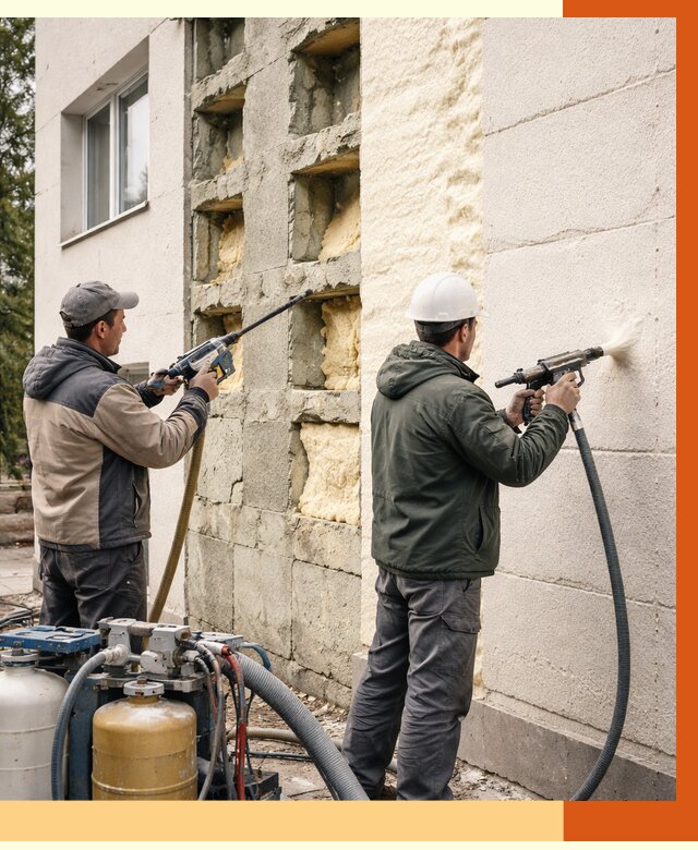 Заполнение пустот фасада в Юрге от 4813 руб. — утепление пустот облицовки | ТепломастерЮрг