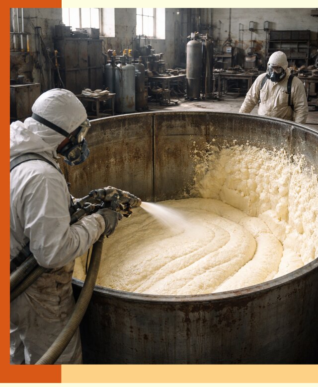 Заливка ппу в емкости с полной изоляцией и герметизацией в Юрге