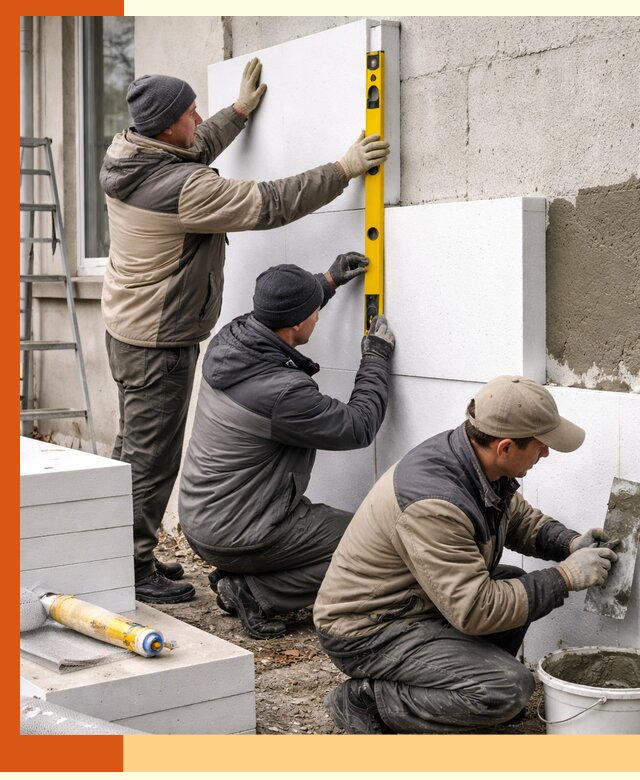 Утепление пенопластом наружных стен и фасадов в Юрге