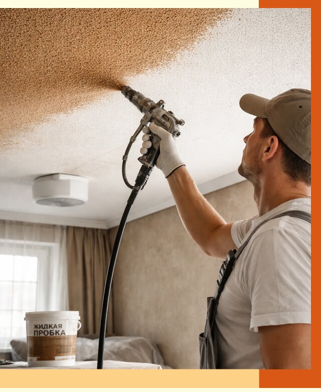 Утепление потолка жидкой пробкой в Юрге от 3744 руб. | ТепломастерЮрг