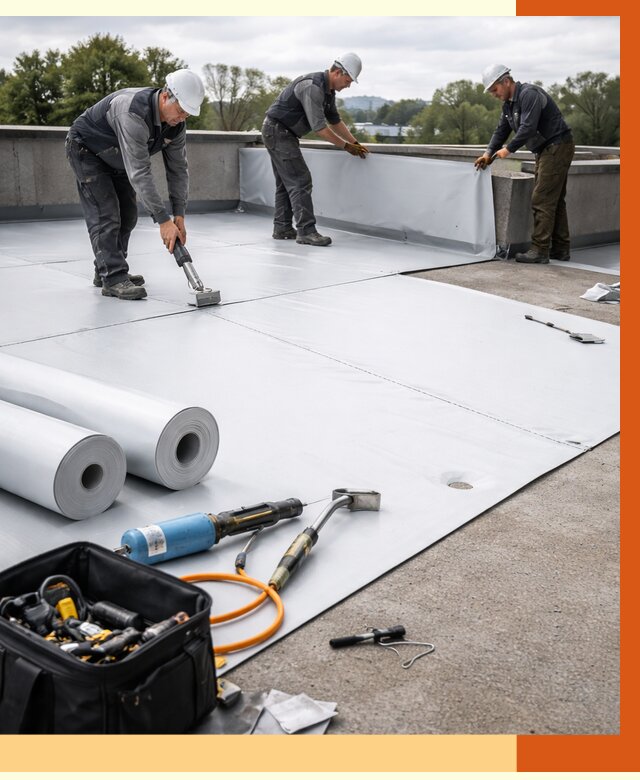 Гидроизоляция мембранной кровли в Юрге от 8022 руб./м² — профессионально | ТепломастерЮрг