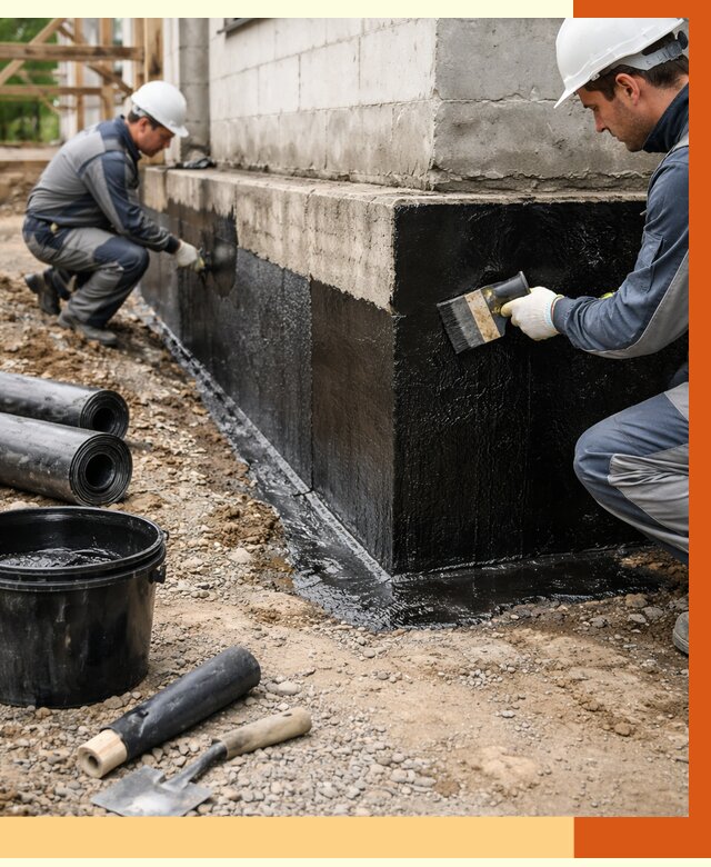 Гидроизоляция фундамента в Юрге от 1337 руб. — профессионально, под ключ | ТепломастерЮрг