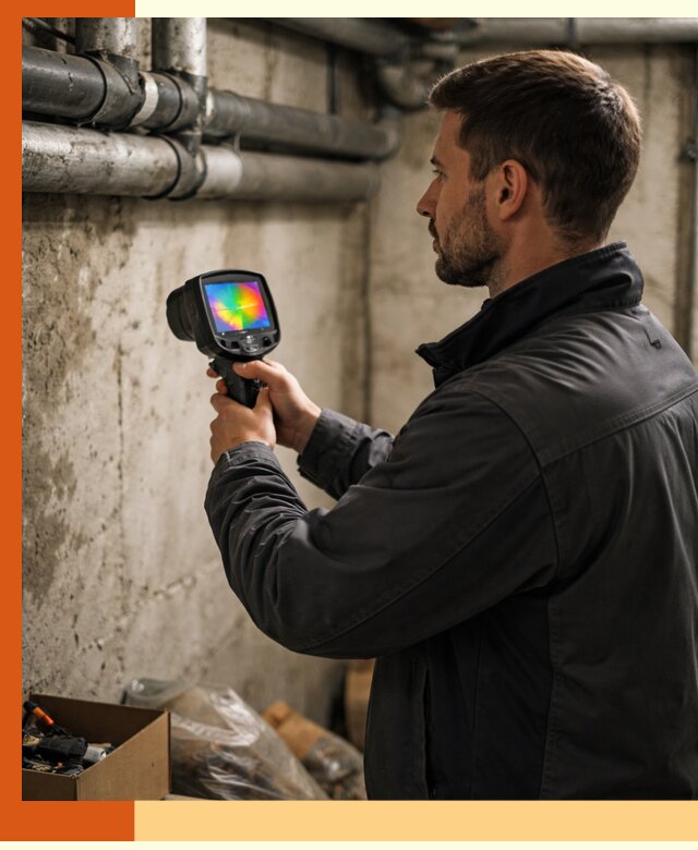 Тепловизионное обследование подвала в Юрге для поиска утечек тепла
