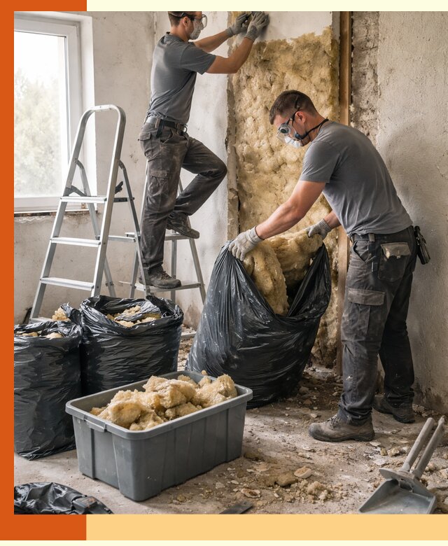 Демонтаж старого утеплителя и вывоз отходов в Юрге