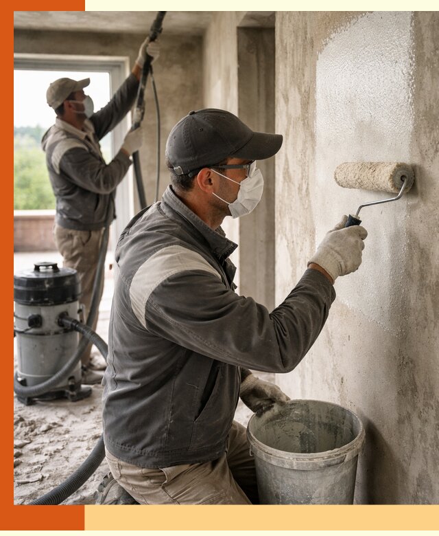 Подготовка поверхности под напыление утеплителя в Юрге