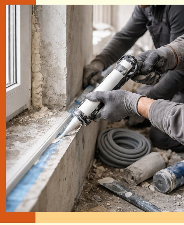 Герметизация стыков и примыканий зданий в Юрге